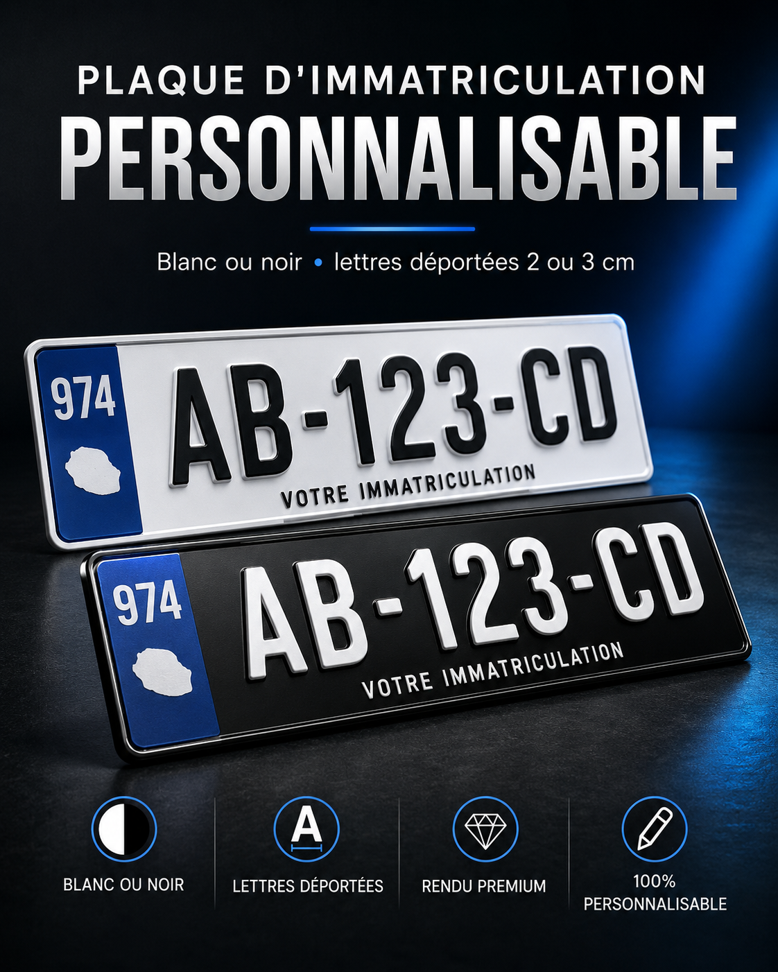 Plaque d’immatriculation personnalisable
